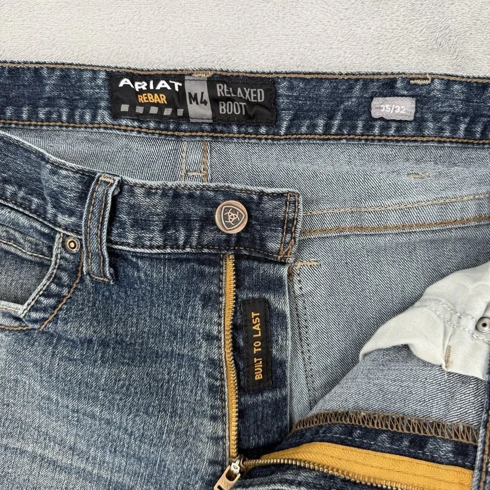 Ariat Rebar M4 Jeans Mens Size 35/32 Relaxed Boot Blue Denim Work Pants Stretch